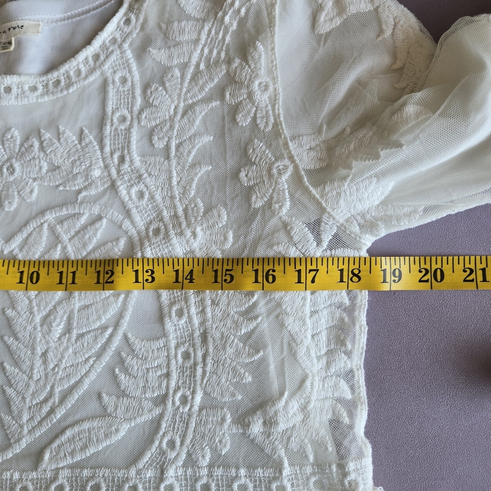 Tea n Rose White Crochet Overlay Maxi Dress Women's S/M Bridal Photoshoot Boho - Picture 12 of 15